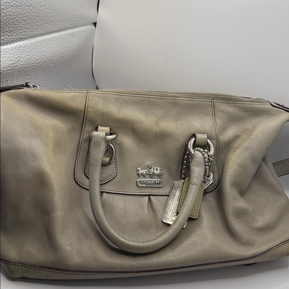 Coach Madison Sabrina 12937 Taupe Pebbled Leather Satchel Crossbody Bag - Picture 3 of 9